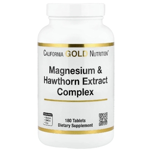 California Gold Nutrition, комплекс с магнием и экстрактом боярышника с таурином, экстрактом тропической мяты и хмелем, 180 таблеток