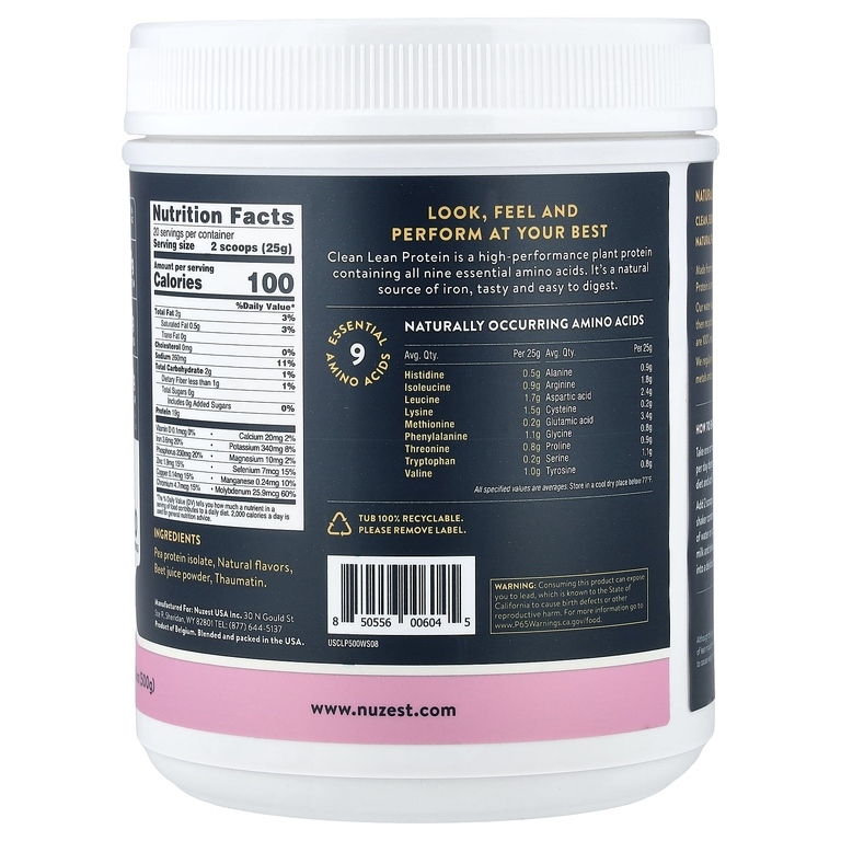 Nuzest, Clean Lean Protein™ дикая клубника, 17,6 унции (500 г)
