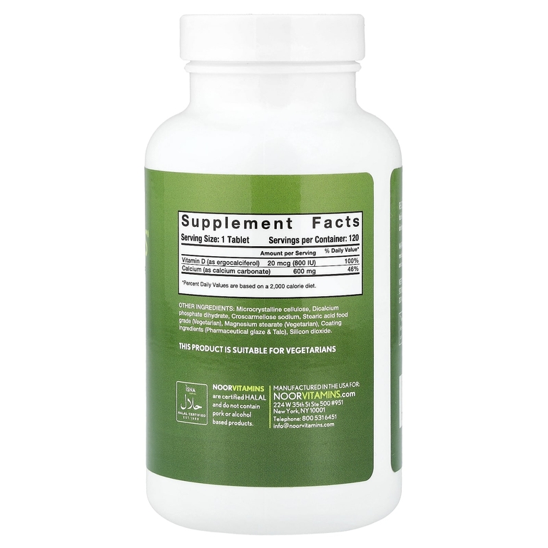 Noor Vitamins, кальций с витамином D, 120 таблеток