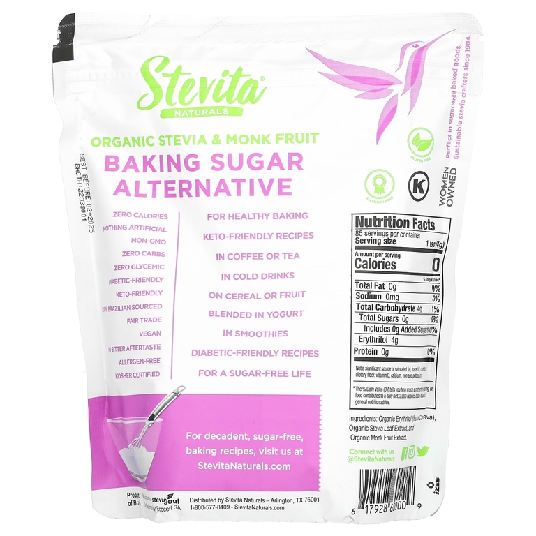 Stevita Naturals, альтернатива сахару для выпечки, органическая стевия и архат, 341 г (12 унций)