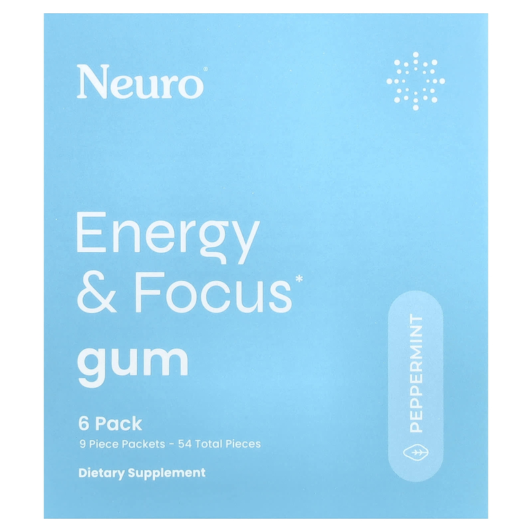 NeuroGum, жевательная резинка для энергии и концентрации, со вкусом перечной мяты, 6 пакетиков по 9 шт.