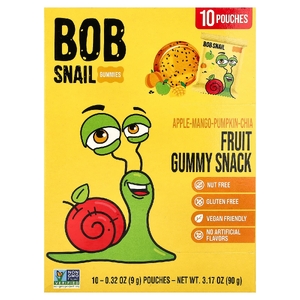 Bob Snail, фруктовая жевательная таблетка, яблоко, манго, тыквы и чиа, 10 пакетиков, по 9 г (0,32 унции)