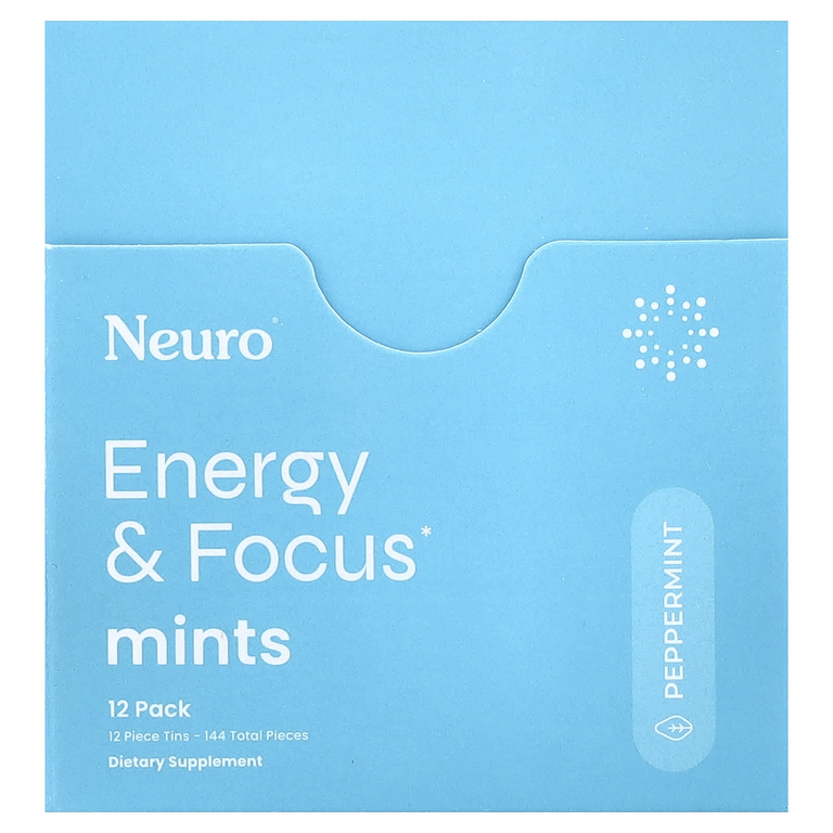 NeuroGum, мятные конфеты для энергии и концентрации, перечная мята, 12 пакетиков по 12 шт.
