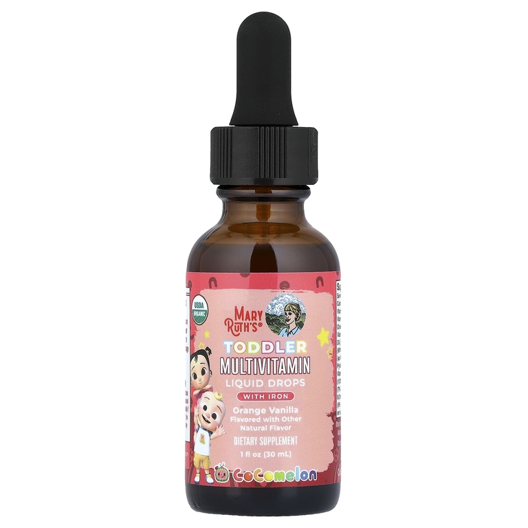 MaryRuth's, Cocomelon, мультивитамины для малышей, капли с железом, для детей от 1 до 3 лет, вкус апельсина и ванили, 30 мл (1 жидк. унция)