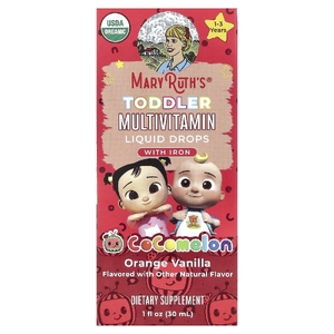 MaryRuth's, Cocomelon, мультивитамины для малышей, капли с железом, для детей от 1 до 3 лет, вкус апельсина и ванили, 30 мл (1 жидк. унция)