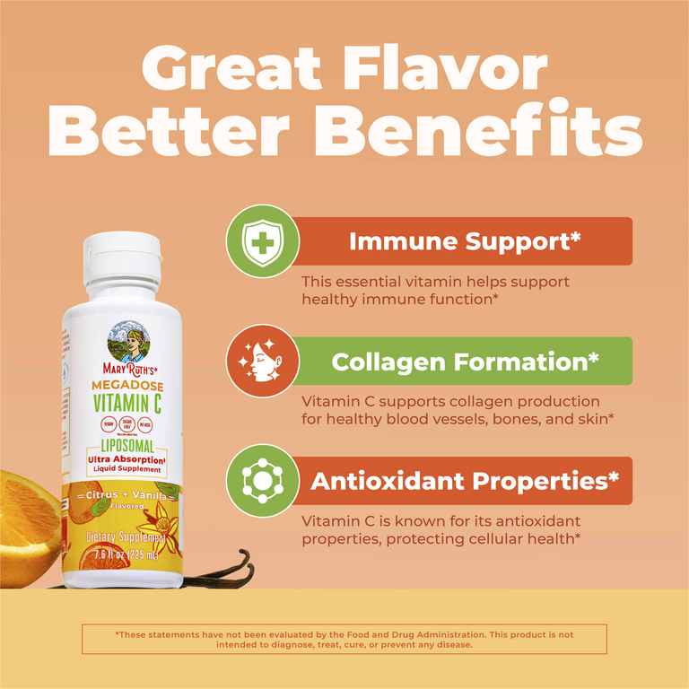 MaryRuth's, Megadose Vitamin C, липосомальный витамин C, с ароматом цитрусов и ванили, 225 мл (7,6 жидк. унции)