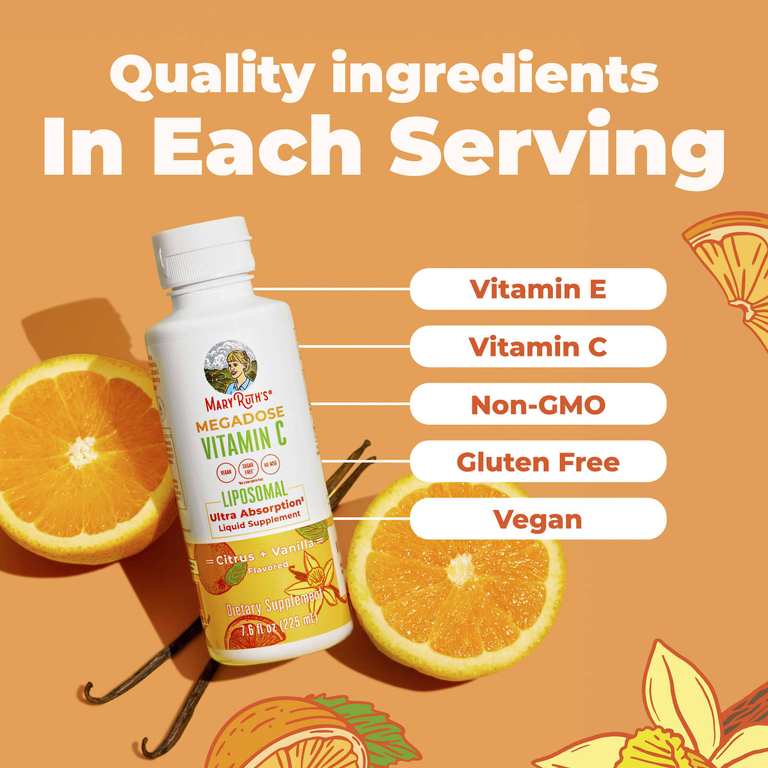 MaryRuth's, Megadose Vitamin C, липосомальный витамин C, с ароматом цитрусов и ванили, 225 мл (7,6 жидк. унции)