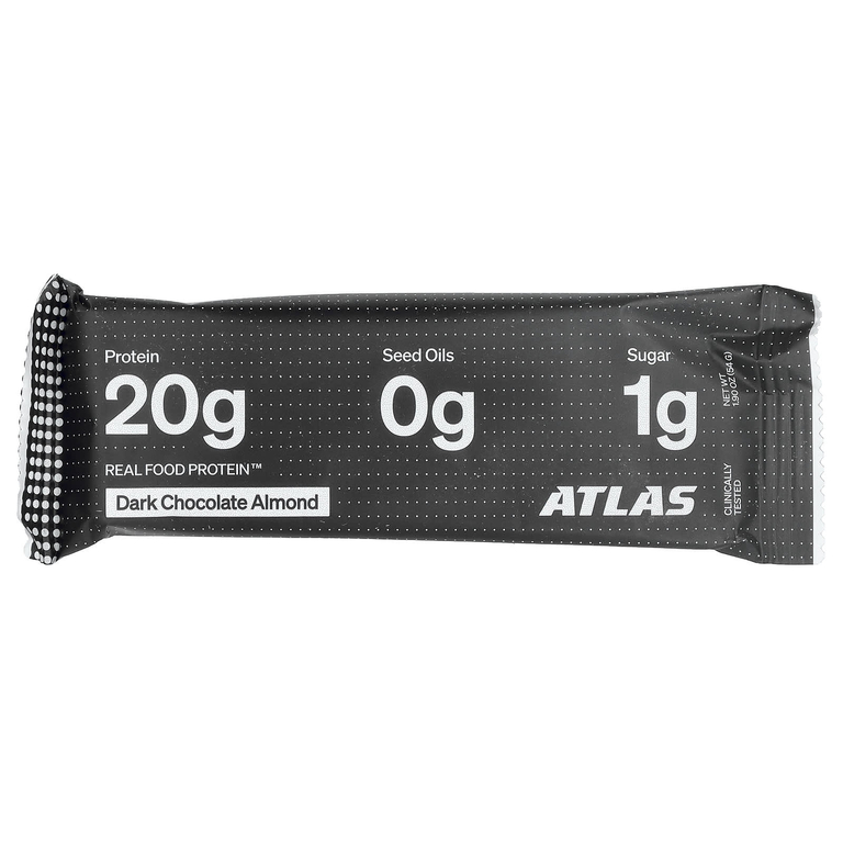 Atlas Bar, Real Food Protein™, батончик, темный шоколад и миндаль, 12 батончиков по 54 г (1,9 унции)