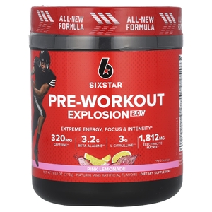 SIXSTAR, Pre-Workout Explosion 2.0, предтренировочный комплекс, розовый лимонад, 273 г (9,63 унции)