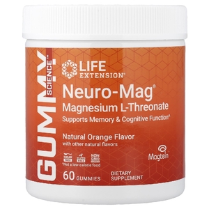 Life Extension, Neuro-Mag®, L-треонат магния, с натуральным апельсиновым вкусом, 60 жевательных таблеток (36 мг в 1 таблетке)