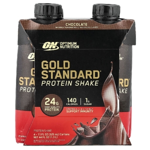 Optimum Nutrition, Gold Standard Protein Shake, протеиновый коктейль, шоколадный вкус, 4 упаковки по 325 мл (11 жидк. унций)