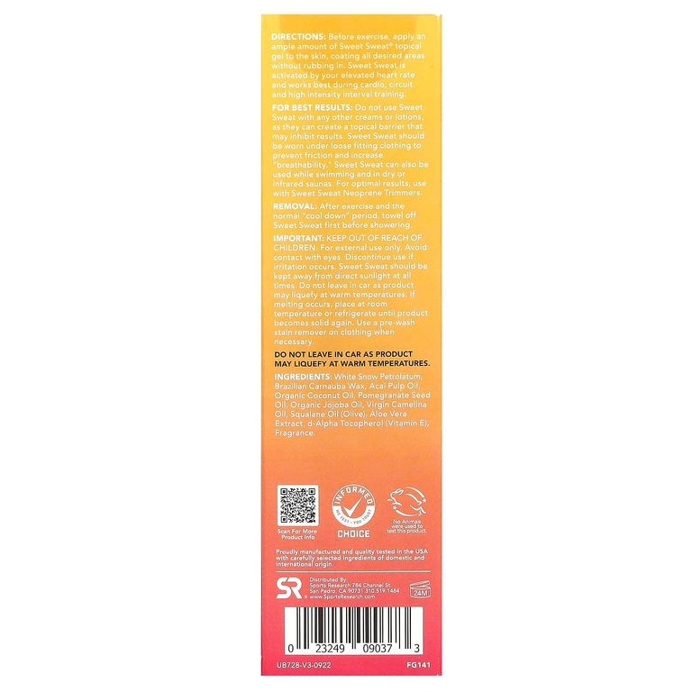 Sports Research, Sweet Sweat®, средство для улучшения тренировок, тропический, 182 г (6,4 унции)