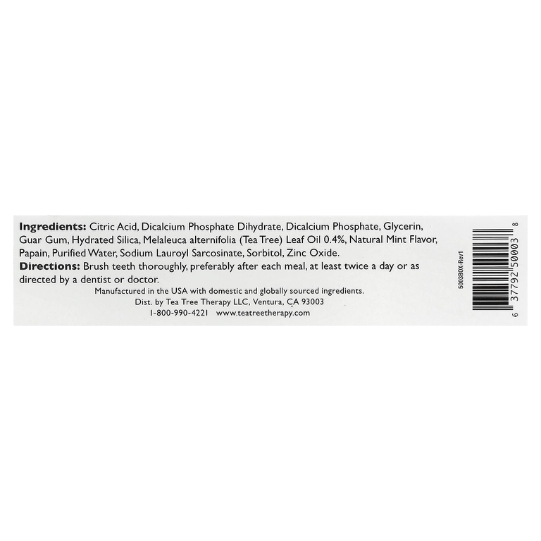 Tea Tree Therapy, натуральная отбеливающая зубная паста с маслом чайного дерева, 85 г (3 унции) (Товар снят с продажи) 