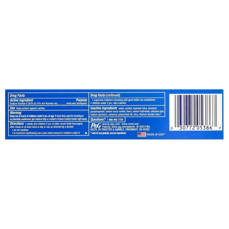Crest, 3D White, зубная паста против кариеса с фтором, мятная мята, 65 г (2,3 унции) (Товар снят с продажи) 