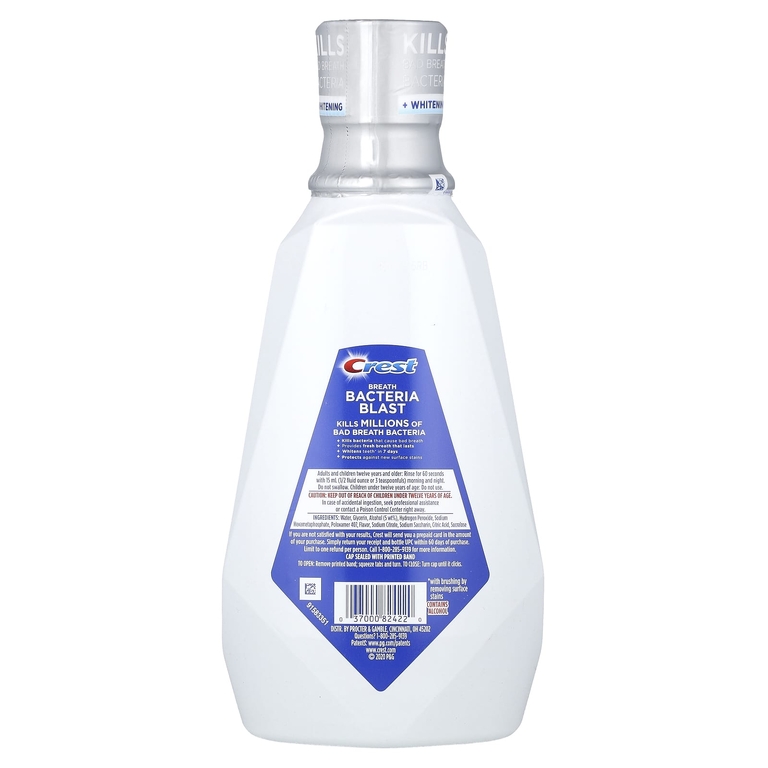Crest, Multi-Care, отбеливающий ополаскиватель для рта, дыхание бактерий, холодящая мята, 946 мл (32 жидк. унции)