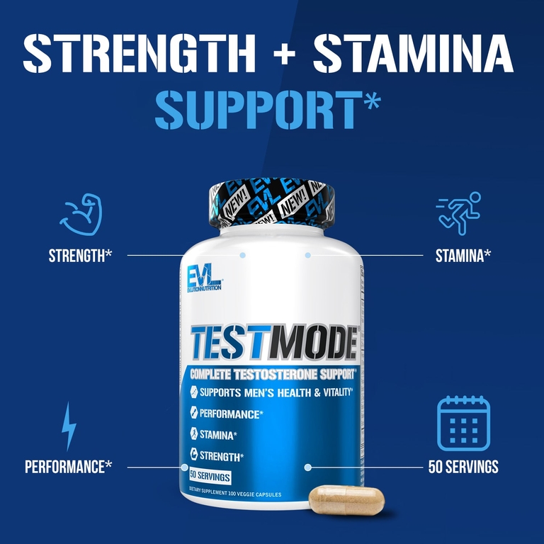 EVLution Nutrition, TestMode, полная поддержка уровня тестостерона, 100 растительных капсул