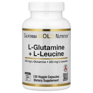 California Gold Nutrition, L-глютамин и L-лейцин, 120 растительных капсул