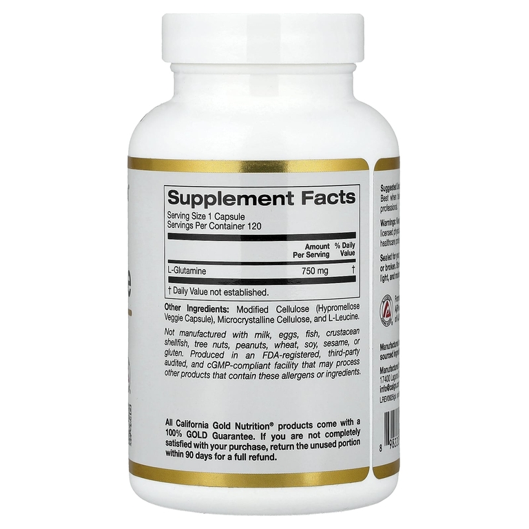 California Gold Nutrition, AjiPure®, L-глютамин, 750 мг, 120 растительных капсул