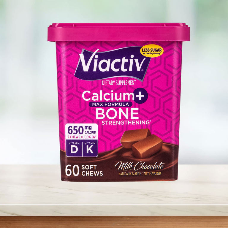 Viactiv, Calcium + Bone Strength, Max Formula, со вкусом молочного шоколада, 60 жевательных таблеток