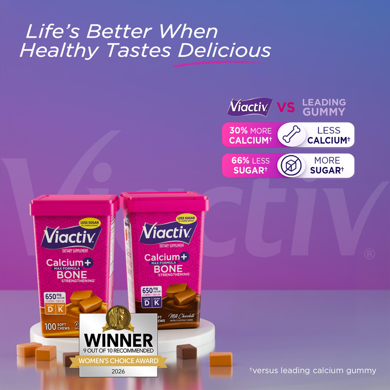 Viactiv, Calcium + Bone Strength, Max Formula, со вкусом молочного шоколада, 60 жевательных таблеток