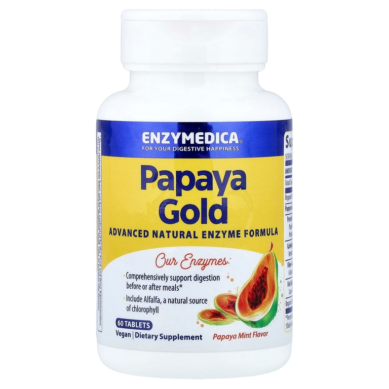 Enzymedica, Papaya Gold, папайя и мята, 60 таблеток