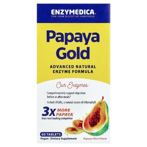 Enzymedica, Papaya Gold, папайя и мята, 60 таблеток