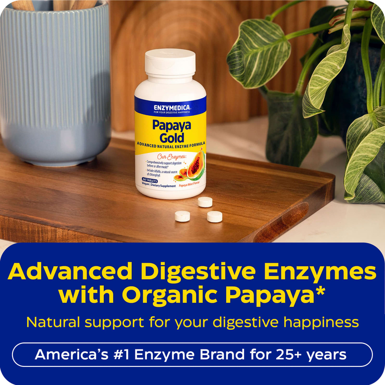 Enzymedica, Papaya Gold, папайя и мята, 60 таблеток