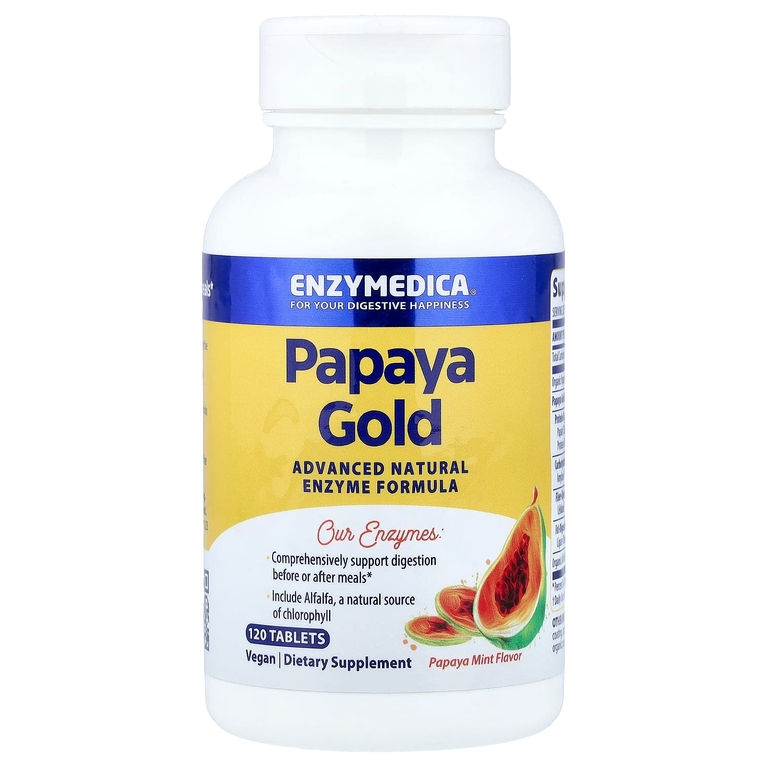 Enzymedica, Papaya Gold, папайя и мята, 120 таблеток