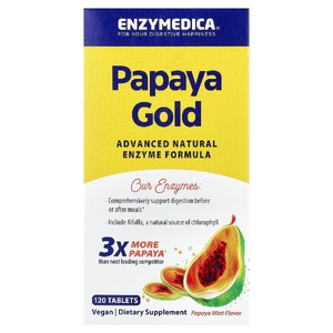 Enzymedica, Papaya Gold, папайя и мята, 120 таблеток