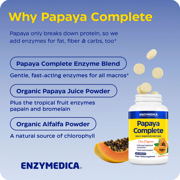Enzymedica, Papaya Complete, папайя и мята, 120 таблеток
