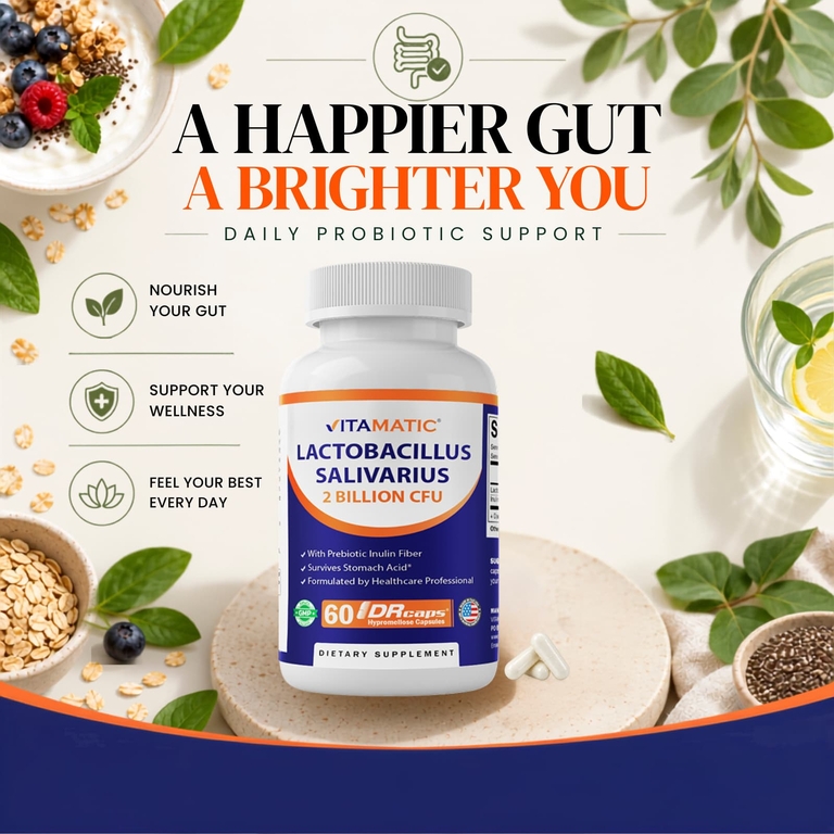 Vitamatic, Lactobacillus salivarius с пребиотической клетчаткой инулин, пребиотик (DR)