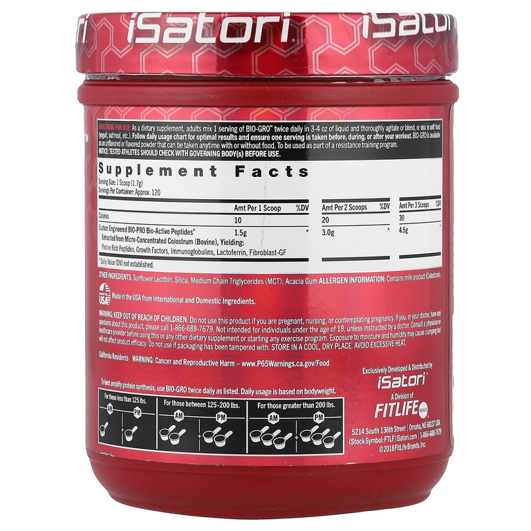 Isatori, Bio-Gro, усилитель синтеза белка, без вкуса, 204 г
