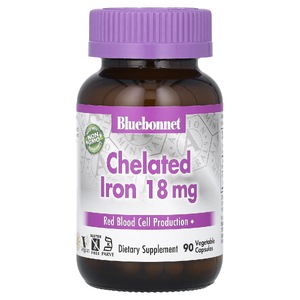 Bluebonnet Nutrition, железо в хелатной форме, 18 мг, 90 растительных капсул