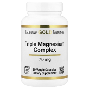 California Gold Nutrition, тройной комплекс магния, 70 мг, 90 растительных капсул