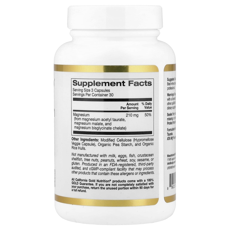 California Gold Nutrition, тройной комплекс магния, 70 мг, 90 растительных капсул