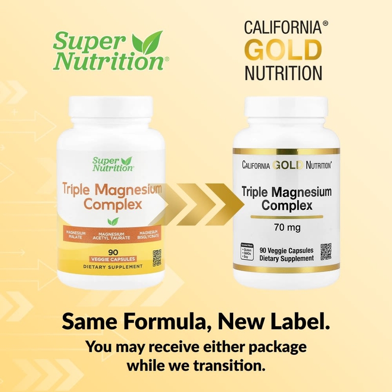 California Gold Nutrition, тройной комплекс магния, 70 мг, 90 растительных капсул