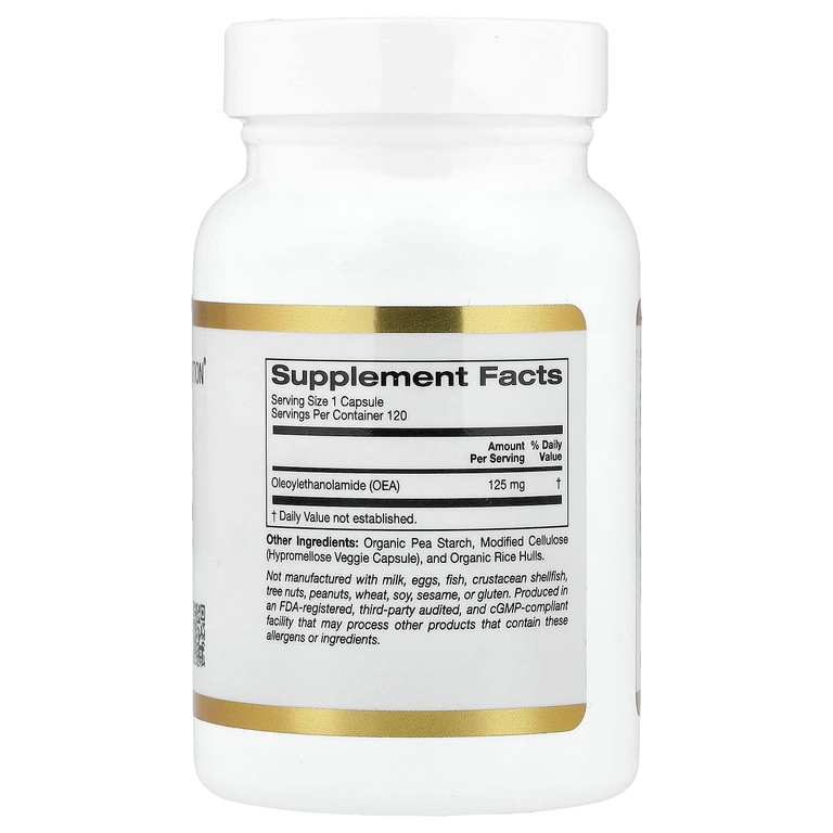 California Gold Nutrition, OЭA (олеоилэтаноламид), 125 мг, 120 растительных капсул