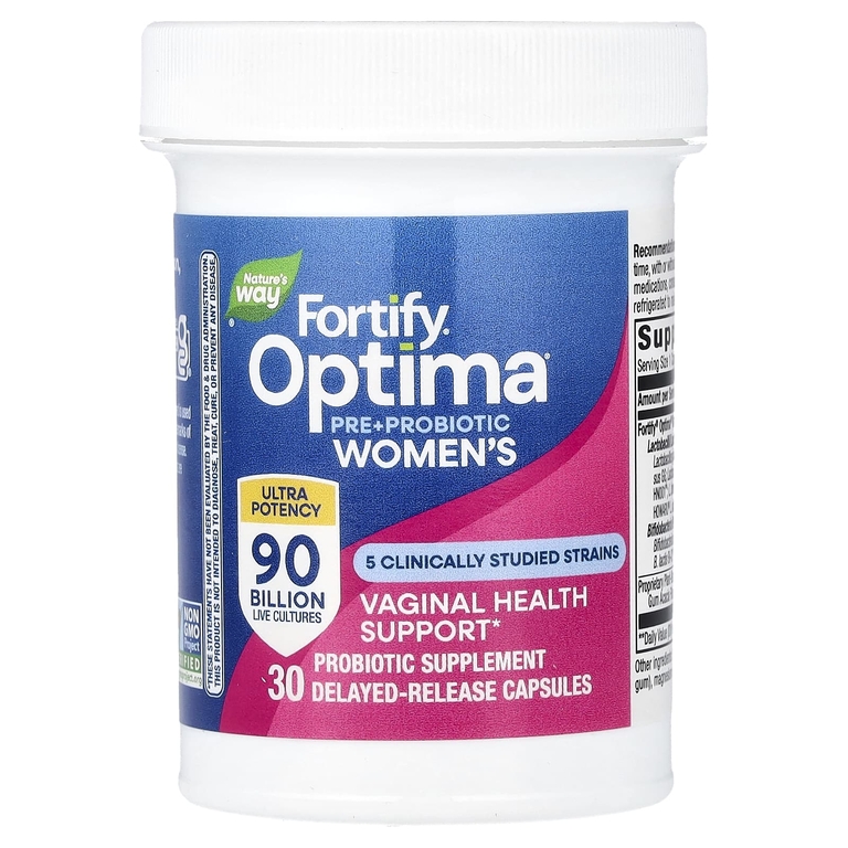 Nature's Way, Fortify Optima, пробиотики и пребиотики для женщин, улучшенная формула для ухода, 90 млрд КОЕ, 30 капсул с отсроченным высвобождением