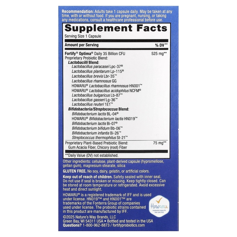 Nature's Way, Fortify® Optima®  Advanced Care Pre + Probiotic, для взрослых, 30 капсул с отсроченным высвобождением