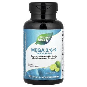 Nature's Way, Mega 3/6/9, смесь омега, со вкусом лайма, 90 мягких таблеток