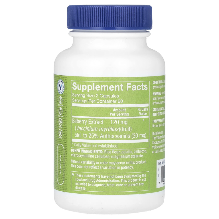 The Vitamin Shoppe, экстракт черники, 120 капсул (60 мг в 1 капсуле)