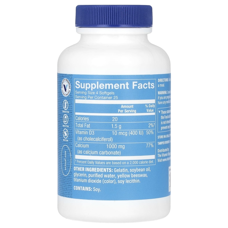The Vitamin Shoppe, кальций 1000, 100 капсул
