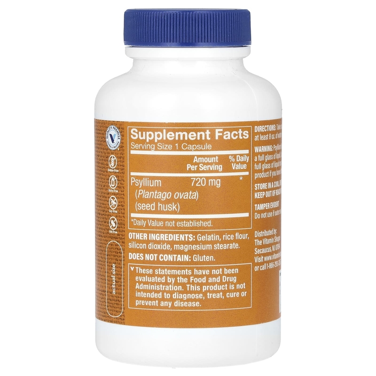 The Vitamin Shoppe, Шелуха семян подорожника, 100 капсул (720 мг на капсулу) (Товар снят с продажи) 