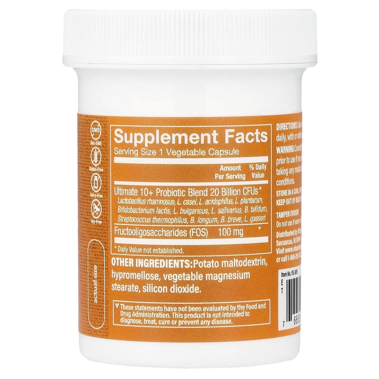 The Vitamin Shoppe, Ultimate 10+, пробиотики, 20 млрд, 60 растительных капсул