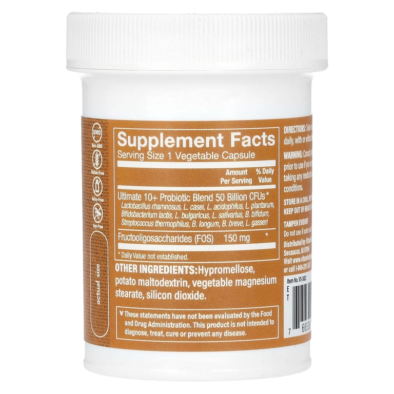 The Vitamin Shoppe, Ultimate 10+, пробиотики, 50 млрд КОЕ, 60 вегетарианских капсул