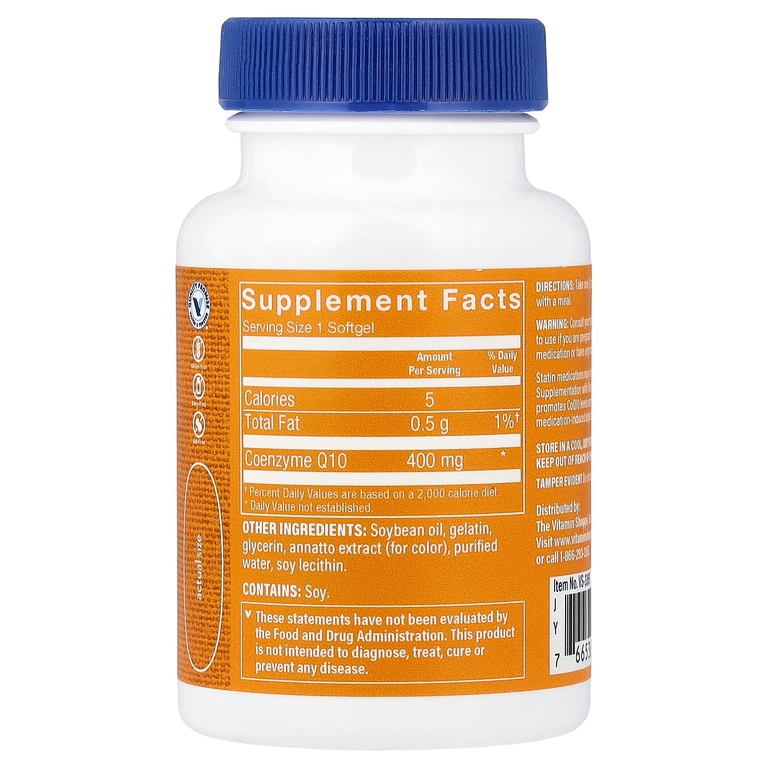 The Vitamin Shoppe, Коэнзим Q10, 400 мг, 30 мягких таблеток