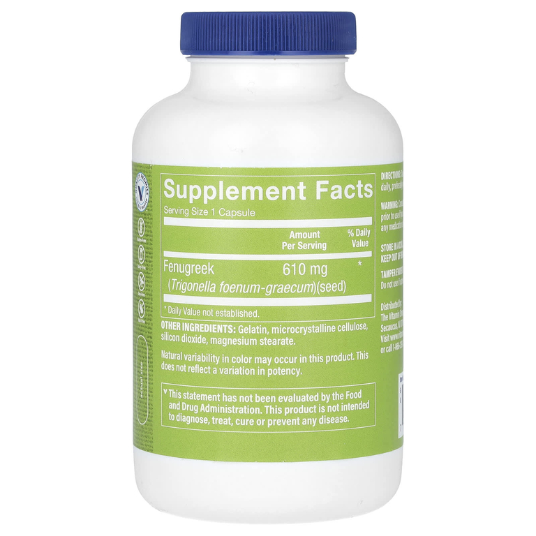 The Vitamin Shoppe, семена пажитника, 610 мг, 200 капсул