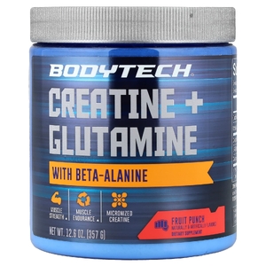 BodyTech, креатин и глутамин с бета-аланином, фруктовый пунш, 357 г (12,6 унции)