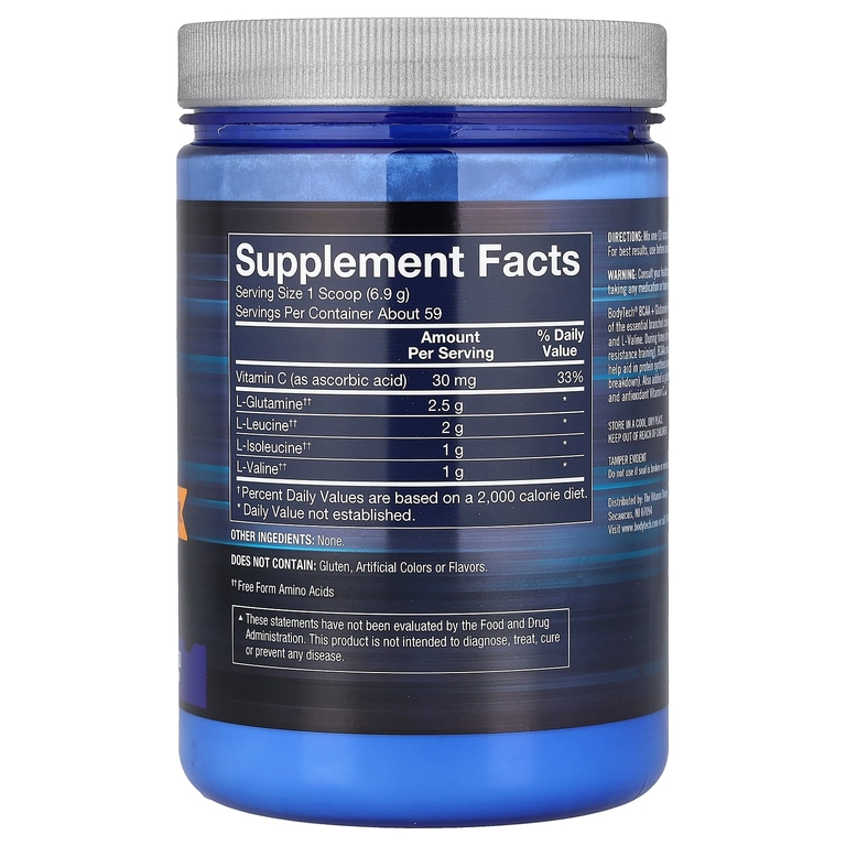 BodyTech, BCAA и глутамин в порошке, без вкусовых добавок, 409 г (14,4 унции)