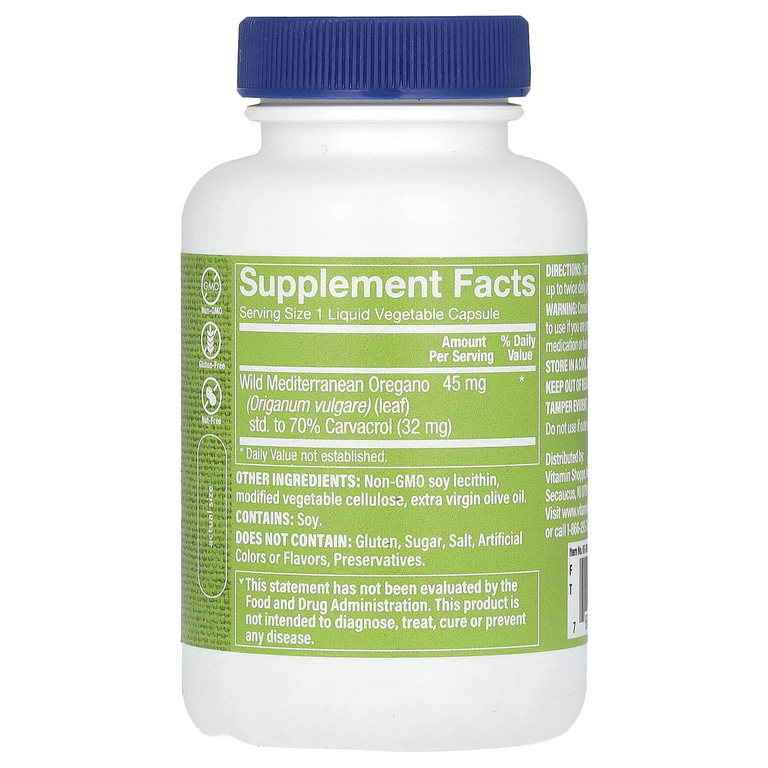 The Vitamin Shoppe, Суперсильное масло орегано, 120 жидких растительных капсул (45 мг в каждой капсуле)